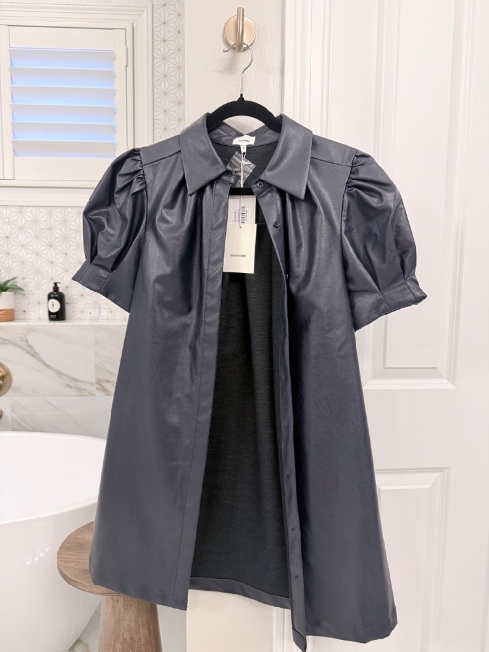 Navy Faux Leather Dress - Picture 3 of 3